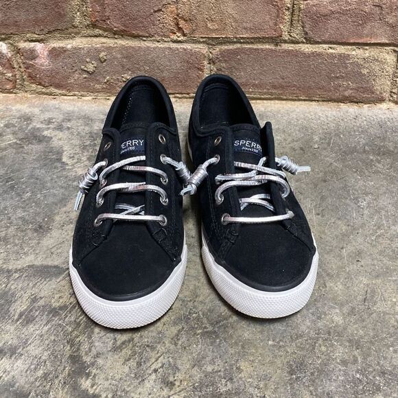 Sperry Seacoast Wash Black Leather Sneaker Size 6.5 NEW - Picture 3 of 10